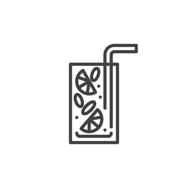 Mojito 칵테일 아이콘 모바일 디자인을 스타일 유리에 짚으로 윤곽을 아이콘 — 스톡 벡터