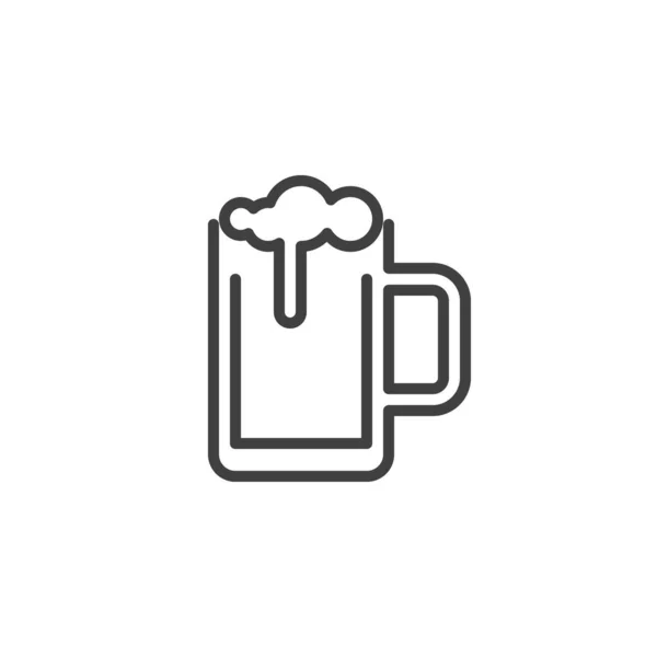 ビールのピンラインアイコン モバイルコンセプトとウェブデザインのためのリニアスタイルのサイン 泡の輪郭ベクトルのアイコンを持つビールのマグカップ シンボル ロゴイラスト ベクトルグラフィックス — ストックベクタ