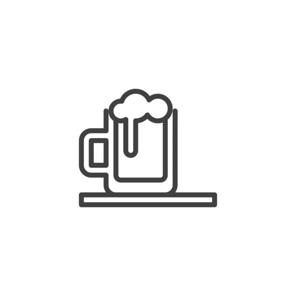 啤酒杯线条图标 移动概念和网页设计的线性风格标志 一杯啤酒勾勒出病媒图标 标识插图 矢量图形 — 图库矢量图片