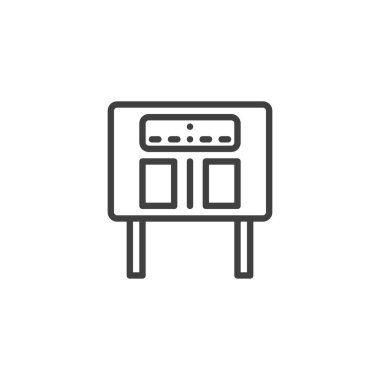 Futbol skorbordu çizgisi simgesi. Mobil konsept ve web tasarımı için doğrusal biçim işareti. Futbol skorbord çizgisi vektör simgesi. Sembol, logo çizimi. Vektör grafikleri