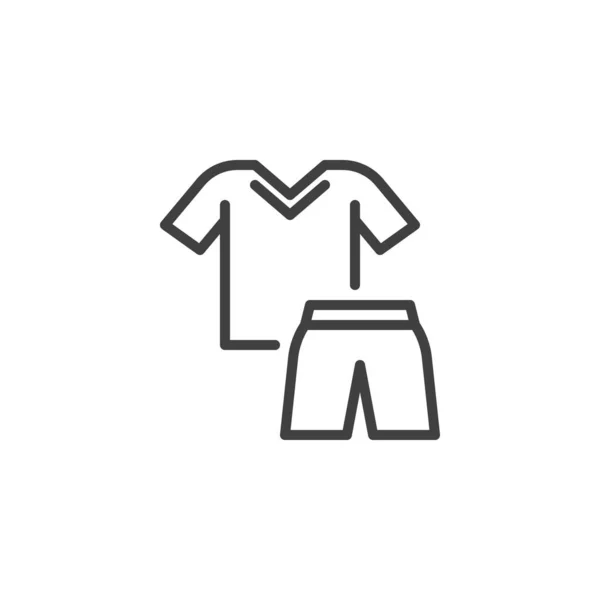 サッカーユニフォームのアイコン モバイルコンセプトとウェブデザインのためのリニアスタイルのサイン サッカージャージとショートパンツのアウトラインベクトルアイコン シンボル ロゴイラスト ベクトルグラフィックス — ストックベクタ