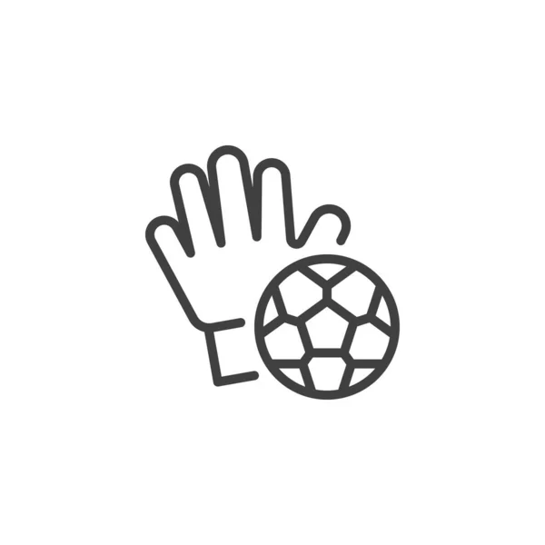 守门员手套和球线图标 移动概念和网页设计的线性风格标志 足球守门员手套轮廓矢量图标 标识插图 矢量图形 — 图库矢量图片