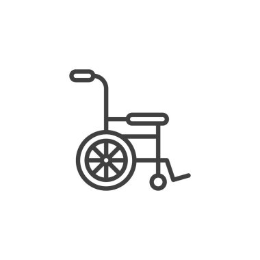 Pasifleştirilmiş AID çizgi simgesi. Mobil konsept ve web tasarımı için doğrusal biçim işareti. Tekerlekli sandalye taslak vektör simgesi. Sembol, logo çizimi. Vektör grafikleri