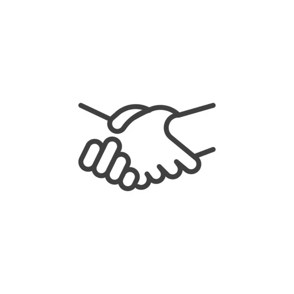 連帯手ジェスチャーラインアイコン モバイルコンセプトとウェブデザインのためのリニアスタイルのサイン 握手の合意の概要ベクトルアイコン シンボル ロゴイラスト ベクトルグラフィックス — ストックベクタ