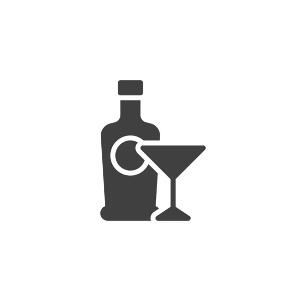 Butelka Martini Szklana Ikona Wektora Wypełnione Płaski Znak Dla Koncepcji — Wektor stockowy