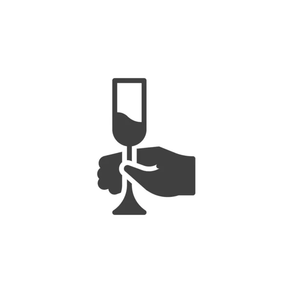 Champagnerglas Der Hand Vektor Symbol Gefüllte Flache Schilder Für Mobiles — Stockvektor