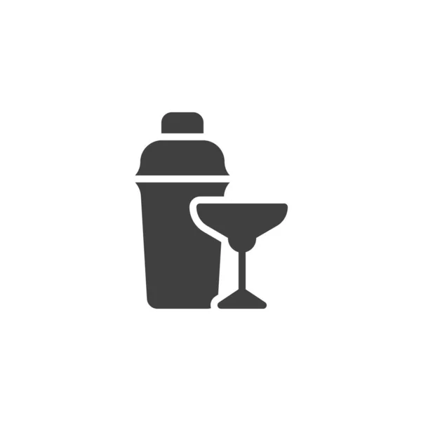 Cocktail Shaker Martini Glas Vector Icoon Gevuld Plat Bord Voor — Stockvector