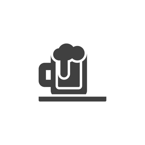 啤酒杯矢量图标 填写了移动概念和网页设计的平面标志 一杯啤酒的标志 标识插图 矢量图形 — 图库矢量图片