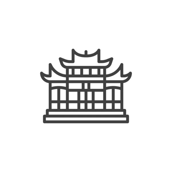 Chinesische Tempellinie Ikone Lineares Stilschild Für Mobiles Konzept Und Webdesign — Stockvektor