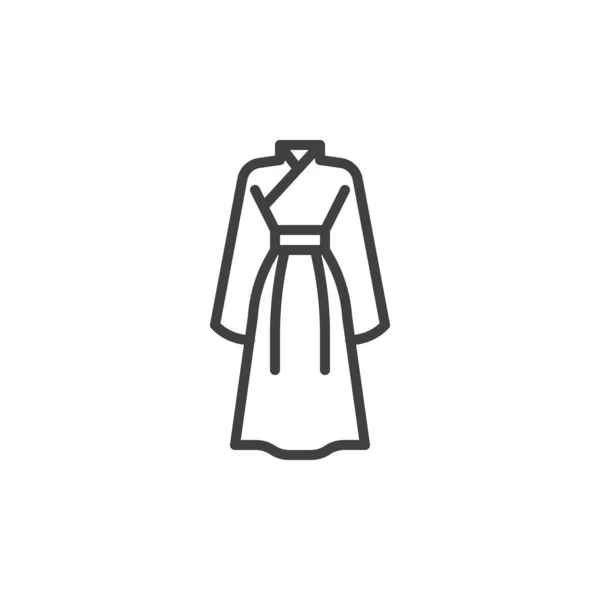 汉服系列图标 移动概念和网页设计的线性风格标志 传统的中国服装轮廓矢量图标 标识插图 矢量图形 — 图库矢量图片