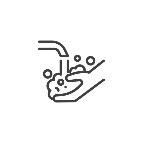 Значок Лінії Миття Рук Знак Лінійного Стилю Мобільної Концепції Веб — стоковий вектор