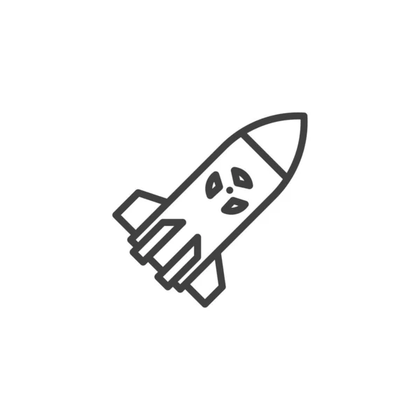 Ikona Rakiety Nuklearnej Liniowy Znak Stylu Dla Mobilnej Koncepcji Projektowania — Wektor stockowy