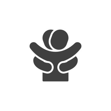 İnsan dayanışması vektör ikonu. Mobil konsept ve web tasarımı için düz tabela. İki insan simgeye sarılıyor. Sembol, logo çizimi. Vektör grafikleri