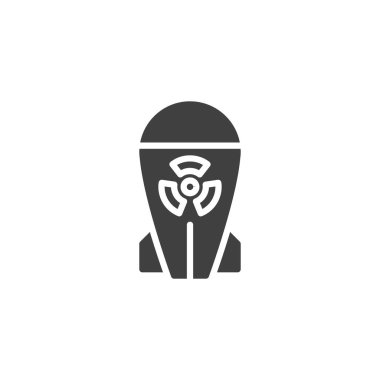 Nükleer silah vektör ikonu. Mobil konsept ve web tasarımı için düz tabela. Atom bombası sembol sembolü. Sembol, logo çizimi. Vektör grafikleri