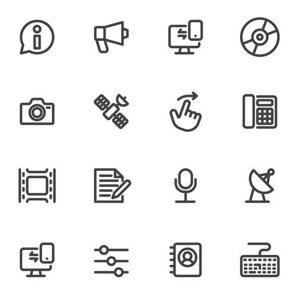 Ensemble Icônes Ligne Interface Utilisateur Base Collection Symboles Vectoriels Contour — Image vectorielle