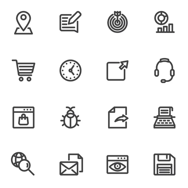 Seo Search Engine Optimization Line Icons Set Outline Vector Symbol — Stock Vector