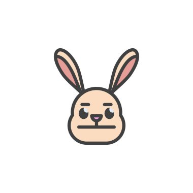 Nötr tavşan surat ifadesi dış hat simgesi, çizgi vektör işareti, beyaz üzerine izole edilmiş doğrusal renkli resim. Sembol, logo çizimi. Vektör grafikleri