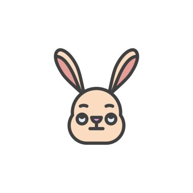 Yuvarlanan Gözlü Tavşan Surat taslak simgesi, çizgi vektör işareti, beyaz üzerine izole edilmiş doğrusal renkli resim. Sembol, logo çizimi. Vektör grafikleri