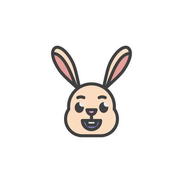 Кролик Посміхається Обличчям Емоційок Заповнений Значком Контуру Лінійний Векторний Знак — стоковий вектор