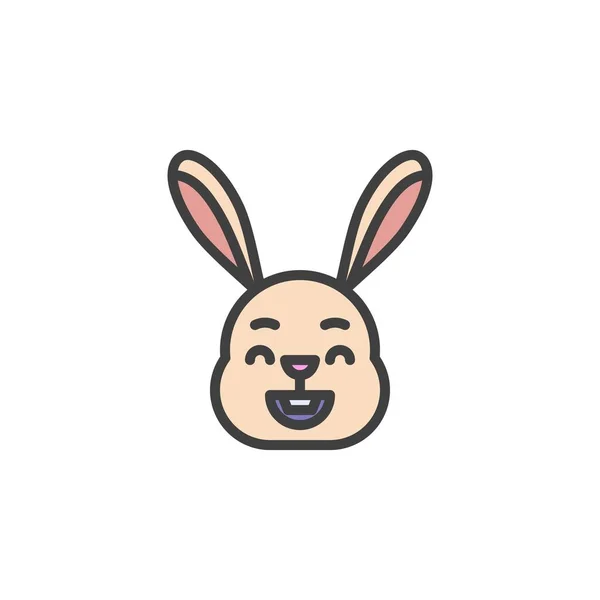 Faccia Coniglio Con Occhi Sorridenti Emoticon Riempito Icona Contorno Segno — Vettoriale Stock