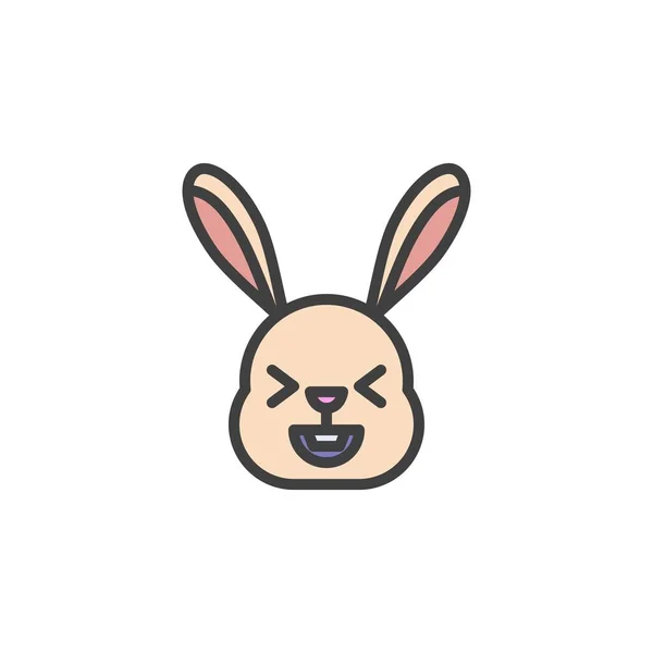 Cara Radiante Conejo Con Ojos Sonrientes Emoticono Llenado Icono Del — Vector de stock