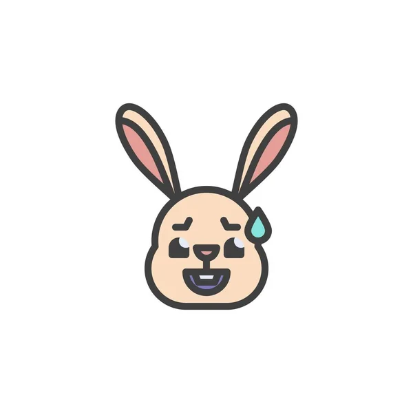 Kaninchen Lächelnd Gesicht Mit Kaltem Schweiß Emoticon Gefüllten Umriss Symbol — Stockvektor