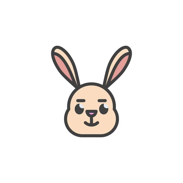 Kaninchen Leicht Lächelnd Gesicht Emoticon Gefüllt Umrisssymbol Linienvektorzeichen Lineares Buntes — Stockvektor