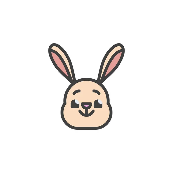 Усміхнений Кролик Обличчі Емоційок Заповнив Значок Контуру Лінійний Векторний Знак — стоковий вектор