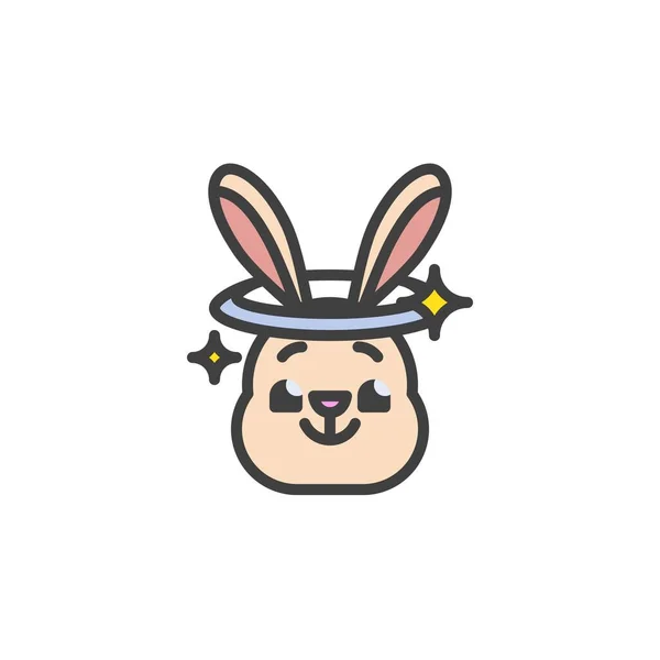 Усміхнене Обличчя Кролика Гало Емоційним Наповненням Значка Контуру Лінійний Векторний — стоковий вектор