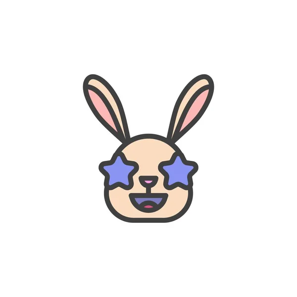 Star Struck Conejo Emoticono Llenado Icono Del Contorno Signo Vector — Vector de stock