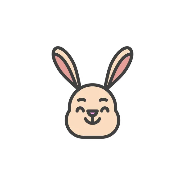 Sonriente Cara Conejo Emoticono Llenado Icono Del Contorno Signo Vector — Vector de stock