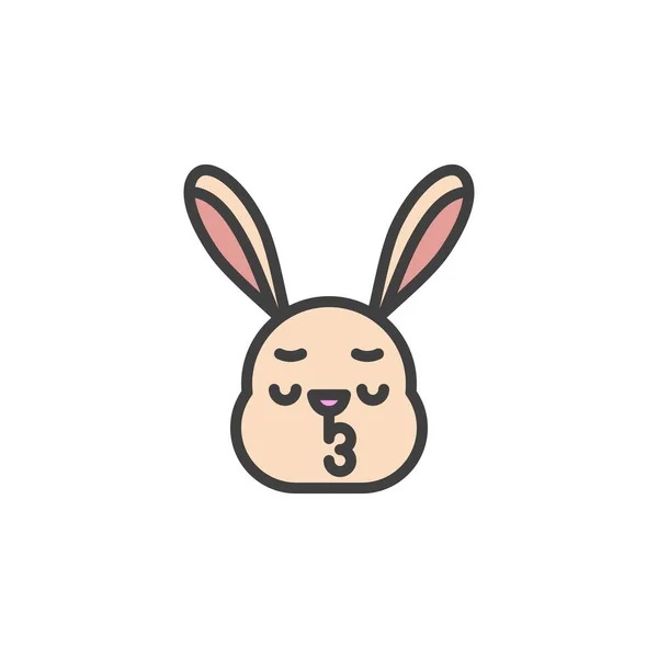 Rabbit Beijos Rosto Emoticon Preenchido Ícone Esboço Sinal Vetor Linha —  Vetores de Stock