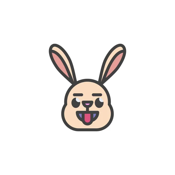 Kaninchen Mit Zunge Emoticon Gefüllt Umrisssymbol Linienvektorzeichen Lineares Buntes Piktogramm — Stockvektor