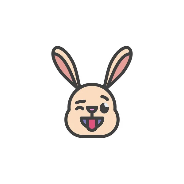 Kaninchen Zwinkernden Gesicht Emoticon Gefüllten Umrisssymbol Linienvektorzeichen Lineares Buntes Piktogramm — Stockvektor