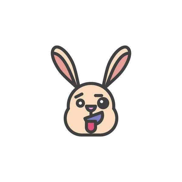 Kaninchen Zany Face Emoticon Gefüllte Umrandung Symbol Linie Vektorzeichen Lineares — Stockvektor