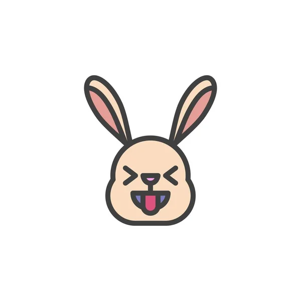 Rabbit Squinting Face Emoticon Preenchido Ícone Esboço Sinal Vetor Linha — Vetor de Stock