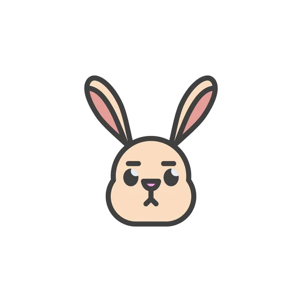 Trauriges Kaninchengesicht Mit Emoticon Gefülltes Umrisssymbol Linienvektorzeichen Lineares Buntes Piktogramm — Stockvektor