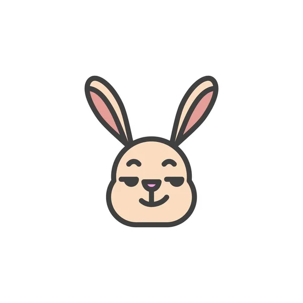Conejo Sonriente Cara Emoticono Llenado Icono Del Contorno Signo Vector — Vector de stock