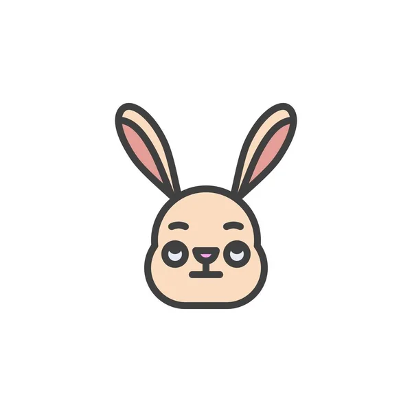 Rabbit Face Rolling Emoticon Wypełniona Ikoną Konturu Znak Wektora Linii — Wektor stockowy