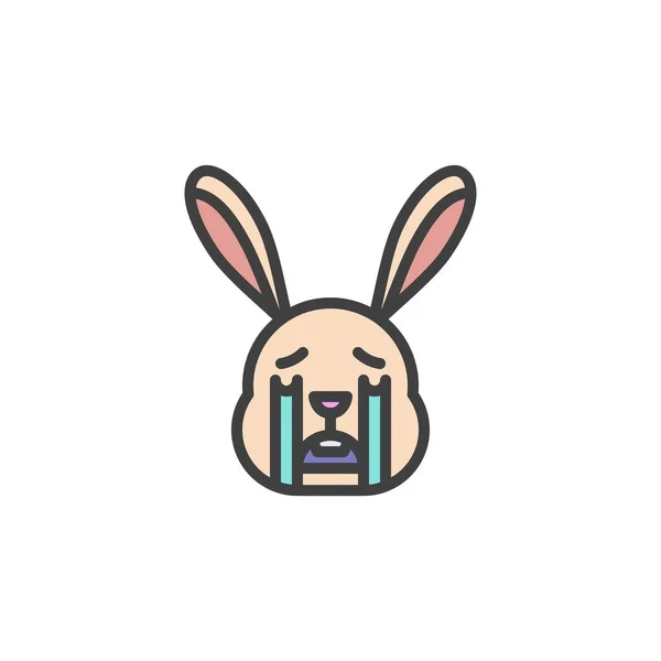 Rabbit Loudly Crying Face Emoticon Filled Outline Icon Line Vector — Stock Vector