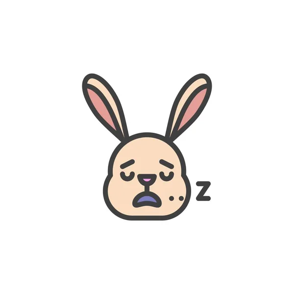 Schlafendes Kaninchen Gesicht Emoticon Gefüllte Umrisse Symbol Linienvektorzeichen Lineares Buntes — Stockvektor