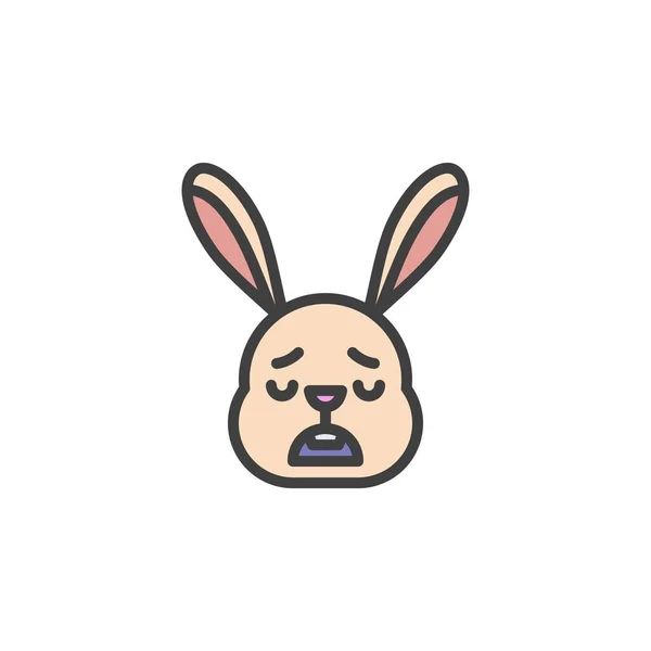Втомлений Кролик Обличчі Емоційок Заповнений Значком Контуру Лінійний Векторний Знак — стоковий вектор