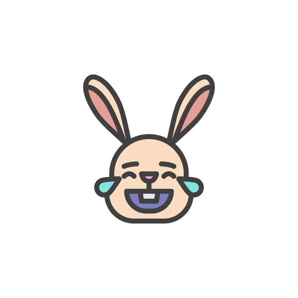 Rabbit Face Tears Joy Emoticon Повний Контур Ікони Лінійний Векторний — стоковий вектор