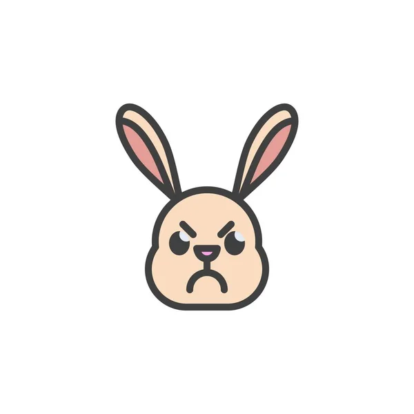 愤怒的兔子脸上充满了表情的轮廓图标 线形矢量符号 线形彩色象形文字在白色上被隔离 标识插图 矢量图形 — 图库矢量图片