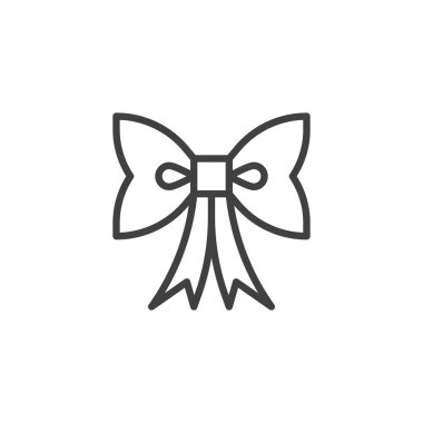 Bayram yay çizgisi ikonu. Mobil konsept ve web tasarımı için doğrusal biçim işareti. Ribbon Bow ana hat vektör simgesi. Sembol, logo çizimi. Vektör grafikleri