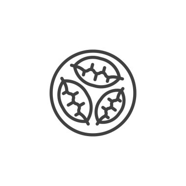 Hamur köftesi tabağı çizgisi simgesi. Mobil konsept ve web tasarımı için doğrusal biçim işareti. Geleneksel Çin hamur köfteleri vektör ikonu. Sembol, logo çizimi. Vektör grafikleri