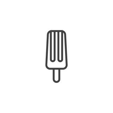 Buzlu dondurma çizgisi ikonu. Mobil konsept ve web tasarımı için doğrusal biçim işareti. Dondurma ana hatlı vektör simgesi. Sembol, logo çizimi. Vektör grafikleri