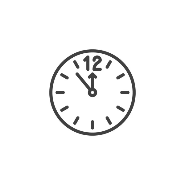 新年时钟线图标 移动概念和网页设计的线性风格标志 十二点钟的时间轮廓矢量图标 标识插图 矢量图形 — 图库矢量图片
