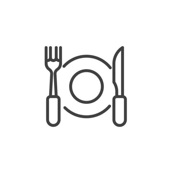 Plate Fork Knife Line Icon Linear Style Sign Mobile Concept — Stock Vector