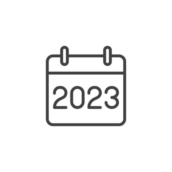 Zeilensymbol Des Kalenders 2023 Lineares Stilschild Für Mobiles Konzept Und — Stockvektor